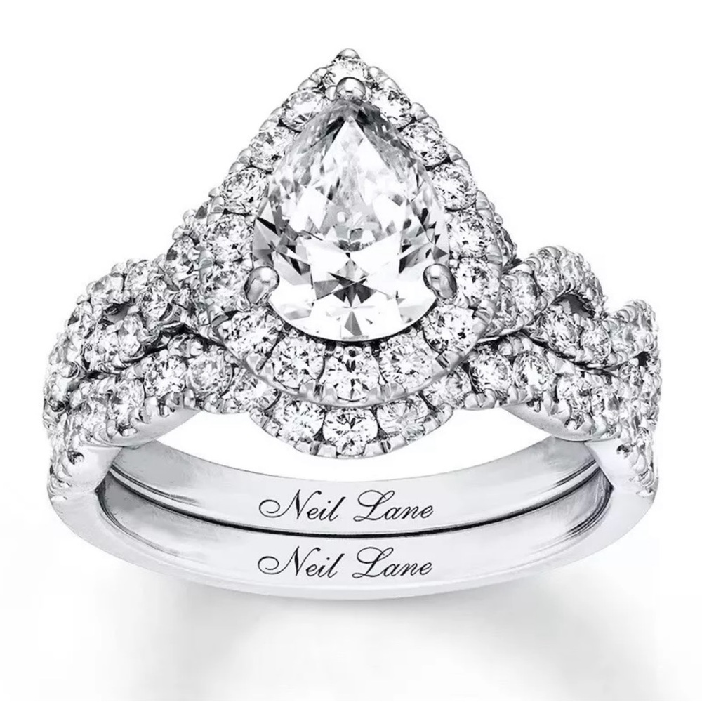 Neil wLane 14k white gold diamond ring size 7, 2-1/8 TW. 1.5 CT center Stone